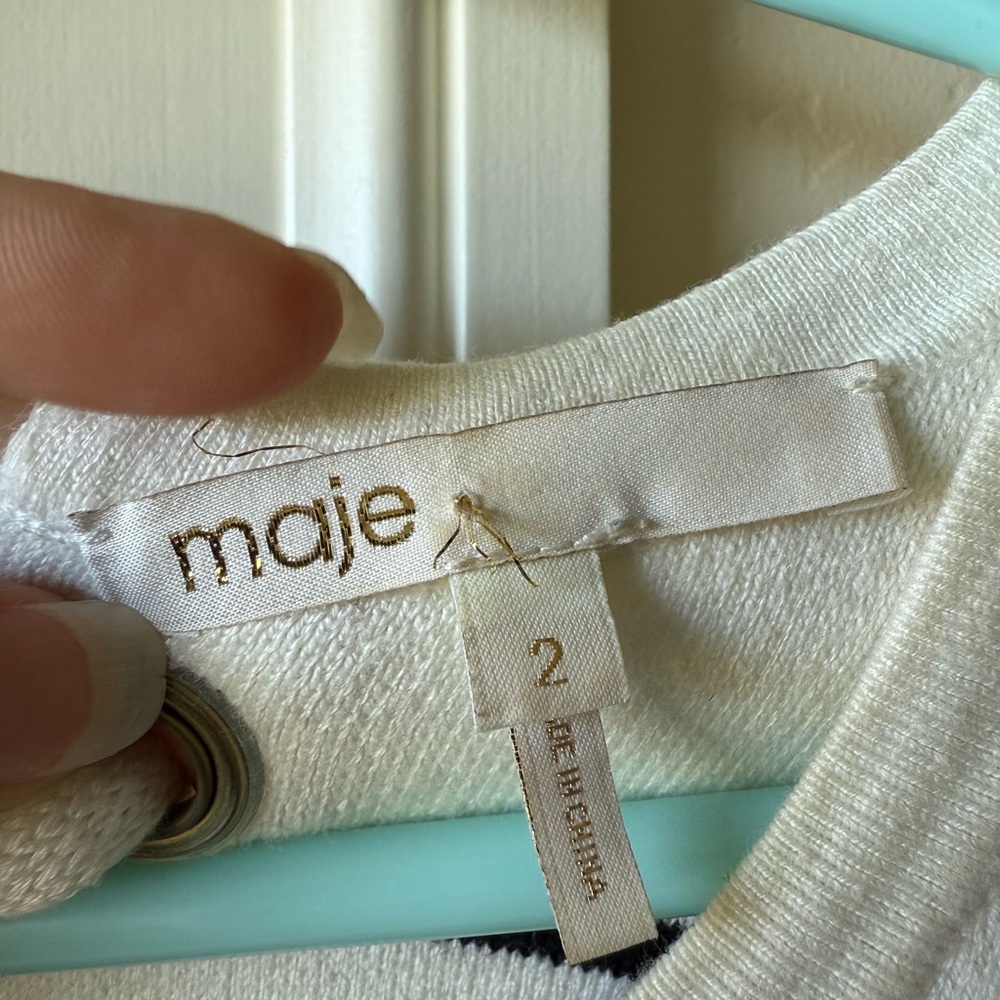 Maje Montreal cropped Lace up Striped Knit sweater Size 2 - Picture 3 of 6